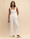 Cream Linen Beach Jumpsuit