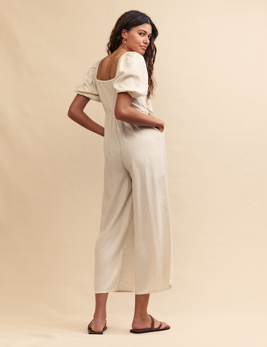 Stone Linen-blend Simone Jumpsuit