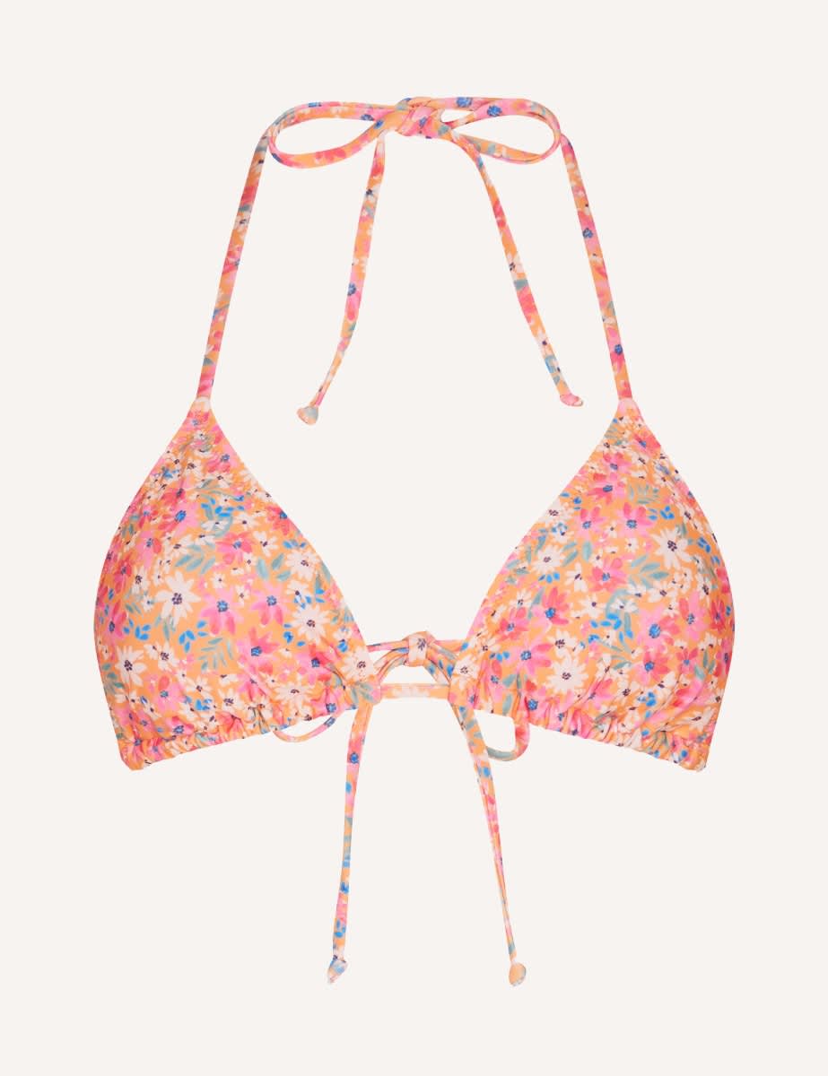 Orange Floral Georgia Triangle Tie Bikini Top