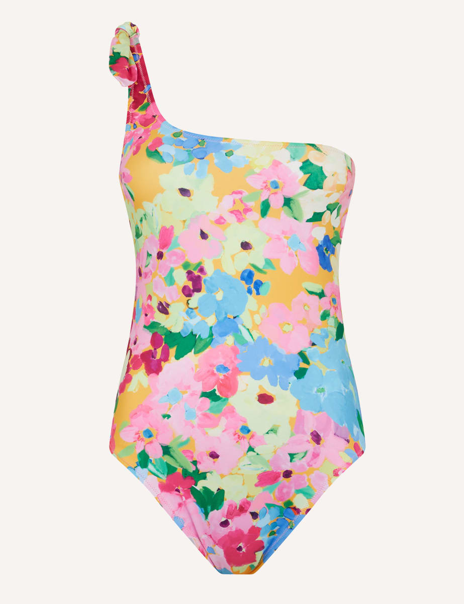 One Shoulder Floral Swimsuit