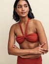 Brown Halter Neck Bikini Top