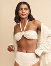 Cream Halter Neck Bikini Top