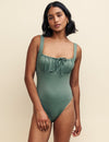 Green Ruched Bodice Swimsuit