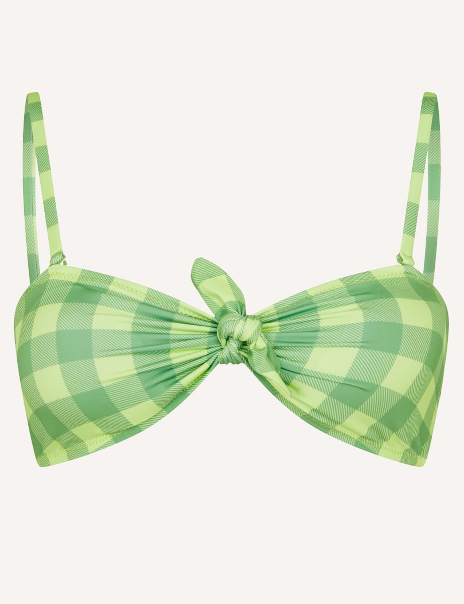 Lime Green Gingham Bikini Top