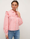 Stripe Frill Yoke Poplin Shirt