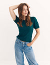 Green Puff Sleeve Top