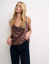 Brown Sophia Satin Cami Top