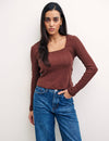 Brown Long Sleeve Carey Top