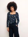 Black Floral Long Sleeve Carey Top