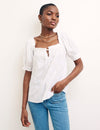 White Embroidered Drew Top