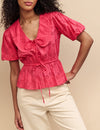 Pink Broderie Collar Blouse