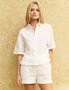 White Button Up Cotton Short Sleeve Shirt