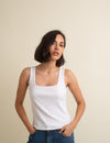 White Square Neck Vest