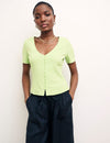 Lime Green Short Sleeve Button Through Top