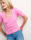 Pink Cable Knit Short Sleeve Cardigan