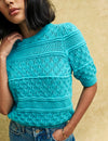 Blue Short Sleeve Crochet Jumper