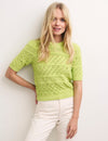 Green Knitted Short Sleeve Crochet Jumper