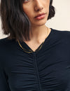 Black Ruched Long Sleeve Top