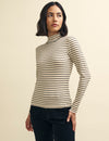 Black and Cream Stripe Funnel Neck Lizzie Top