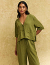 Khaki Boxy Button Front Shirt