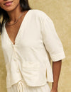 Cream Boxy Button Front Shirt