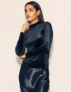 Black Velvet Funnel Neck Long Sleeve Lucille Top