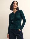 Green Ruched Long Sleeve Top