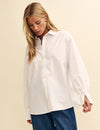 White Oversized Shirt with Tie Detail Cuffs