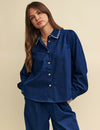 Dark Denim Stitch Detail Shirt