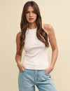 White Racer Jersey Tank Top