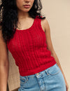 Red Mock-Crochet Vest Top