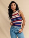 Muti Mock Crochet Stripe Tank Top