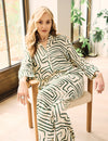 Fearne Cotton Linen-blend Green Abstract Shirt