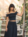 Black Ruffle Trimmed Bandeau Top