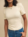 Cream Puff Sleeve Jersey Top