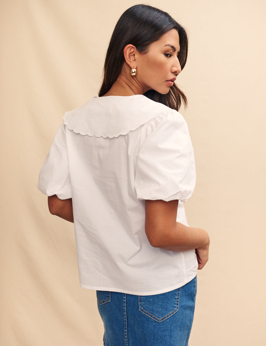 White Puff Sleeve Birdie Blouse