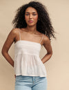 White Embroidered Detail Cami Top