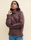 Brown Funnel Neck Knitted Jumper