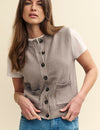 Grey Knitted Buttoned Vest